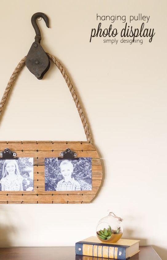 hanging pulley photo display, crafts, wall decor