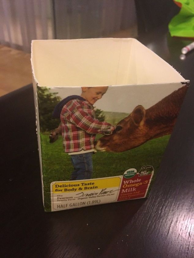 milk carton turned into a planter, gardening