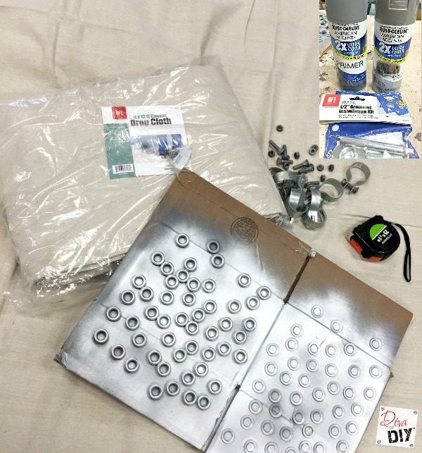 Outdoor DIY Curtains are all the rage! These cheap and easy no sew drop cloth curtains with an industrial look make them the perfect project for your outdoor decor!